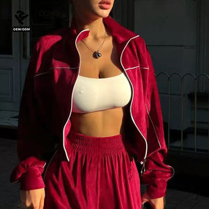 F5169 ensemble deux pièces pour femmes vêtements pour femmes haut court en velours et pantalon à jambes larges ensemble Y2k décontracté Streetwear survêtement pour femmes - Product Image 6