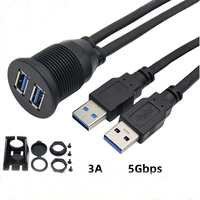 Câble de montage encastré double USB 3.0 AUX, 2 ports USB 3.0, câble d'extension USB 3.0, adaptateur de panneau de tableau de bord pour voiture, camion, bateau, moto
