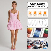 Marque personnalisation robe élégante dos nu Sexy taille minceur bretelles Spaghetti couleur unie décontracté col carré bulle Mini robe