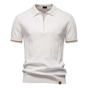 Nouvelle collection Printemps-Été 2025 – <span class=keywords><strong>Polo</strong></span> décontracté pour homme à manches courtes, col revers, tricoté, uni, transfrontalier - Product Image 1
