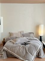 Draps de lit en tissu mousse de lait épais double face, taies d'oreiller, ensembles de housses de couette