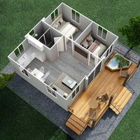 Villa en acier modulaire de luxe, 20 pieds, 2 étages, extensible, 4-6 chambres, cuisine complète, salle de bain, mobile et pliable