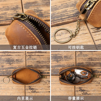 Dompet Koin Kulit Asli Grosir Kustom, Tas Kunci Kulit Crazy Horse, Tas Penyimpanan Multifungsi Dompet Kapasitas Besar