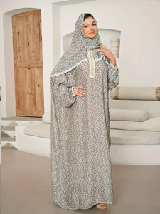 Zifeng OEM nouvelle mode musulmane dubaï arabe moyen-orient dame dentelle à capuche imprimé Robe Robe <span class=keywords><strong>de</strong></span> <span class=keywords><strong>prière</strong></span> - Product Image 3