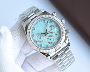 Reloj Mecánico Cronógrafo con Bisel de Acero Tipo Cósmico, Esfera Blanca con Marcadores de Diamantes, Reloj Clásico Versátil de Lujo para Hombre - Product Image 5