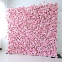 Latar Belakang Bunga Sutra 3D Linwoo Warna Pink, Dinding Bunga Pernikahan, Panel Bunga Mawar Putih, Dekorasi Dinding Bunga Buatan