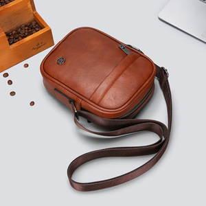 PU Leather Crossbody Phone Bag for <b>Men</b> Vintage Crazy Horse Leather Waist Bag <b>Pouch</b> with Belt Loop Portable Shoulder Bag - Product Image 6