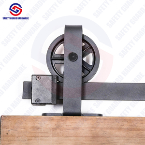 Nhiệm vụ nặng nề 5-16ft thép carbon + POM đen sơn tĩnh điện lớn ròng rọc đầu gắn trượt Barn Door phần cứng Kit - Product Image 1