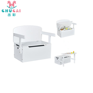 Meubles de chambre d'enfants, bureau de chaise en bois avec bac de rangement, boîte de rangement de jouets en bois - Product Image 3