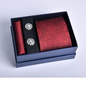 Nouvelle collection de cravates de luxe pour hommes, cravates de mariage en Jacquard tissé pour hommes, cravate, bague, broche, boutons de manchette, ensemble Hanky - Product Image 4