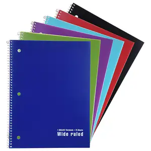 Wholesale Custom Logo Undated Wide Ruled Paper Office Spiral Writing Notebooks Note Book for Student