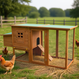 Poulailler extérieur en bois durable pour l'élevage de poulets, modèle marron D0100HEXJRY - Product Image 2