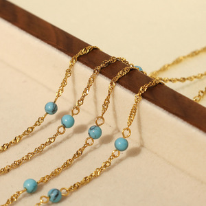 Bohemian Beaded <b>Bracelet</b> For Women 316 Blue Turquoise Zinc Alloy Chain Simple Fashion European Style Autumn Sea Wave - Product Image 2