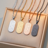 Collar con Colgante de Acero Inoxidable con Caligrafía Religiosa de Alá, Joyería de Moda Musulmana Islámica Árabe, para Eid y Ramadán, Venta al por Mayor para Hombres y Mujeres