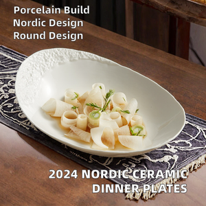 Assiettes et bols en céramique à texture rocheuse, <span class=keywords><strong>prix</strong></span> <span class=keywords><strong>de</strong></span> gros usine. Assiettes blanches pour la famille et l'hôtellerie. - Product Image 2