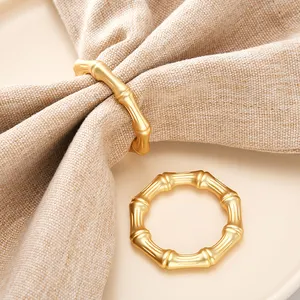 2023 новое кольцо для салфеток Золотое бамбуковое кольцо для салфеток цинковый сплав Гальваническое кольцо для салфеток для свадебного отеля, ресторана
