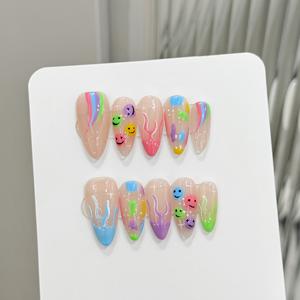 Color Pop Parade Ongles en acrylique en forme d'amande, esthétique rétro Y2K, style coréen, Bubblegum Kawaii Fashion, rose néon, bleu ciel, vert <span class=keywords><strong>lime</strong></span> - Product Image 2