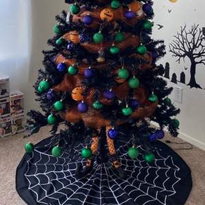 Abito di Halloween con bordo incrociato decorato bianco Spider Web grembiule di natale con atmosfera festosa <span class=keywords><strong>decorazione</strong></span> dell'albero - Product Image 3