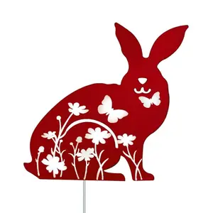 Custom Wholesale Outdoor Metal Animals Cat Rabbit Duck Robins Garden Yard Lawn Stakes Decorations Sculptures Ornaments For Sale
