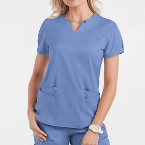 Haut d'uniforme médical extensible uni en spandex pour femme, idéal pour pharmacien(ne)s cliniques, pédiatres et chirurgiens(ses) - Product Image 3
