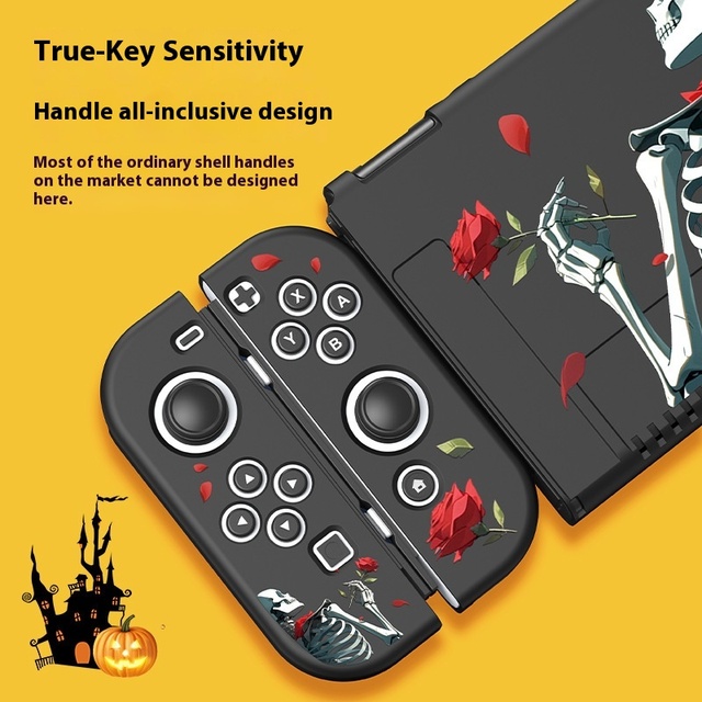 For Nintendo for Switch Halloween Skull NSOLED Silicone Protective Shell Soft Handle Hard TPU Console Shell for Gaming Game