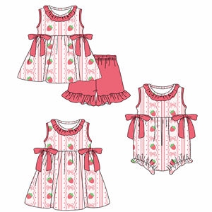 Conjuntos de Ropa para Niños Pequeños, Estilo Casual, de Algodón y Elastano, Transpirables, con Lazos de Fresa, para Primavera y Otoño, Diseño Personalizado - Product Image 5