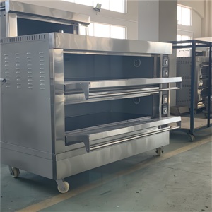 Horno de gas automático de doble capa con seis bandejas, nuevo, con ruedas de movimiento libre y tubo de combustión para hornear aperitivos - Product Image 5