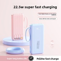 Nouvelle batterie externe lithium-ion 22,5 W à charge ultra-rapide 20000 mAh avec câble court intégré USB Type-C/Micro USB en PVC (modèle 2026)