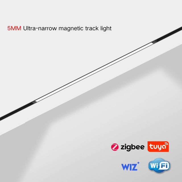 Ultra-Slim 5mm Magnetic Track Light 24V DC CCT 3000-6000K Zigbee Tuya Wiz Dimmable Aluminum Recessed Linear for Villa & Home
