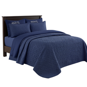 Juego de Cubrecama Reversible Queen en Azul Marino, Cubrecama Texturizado Premium con Costuras para Cama - Product Image 1