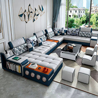 Canapé en tissu classique grand format en U avec haut-parleur et tabouret, pour salon, utilisation domestique, design moderne et simple