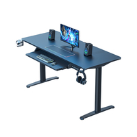 Escritorio DE JUEGOS DE PC RGB moderno, mesa de Juegos de ordenador de oficina, elevación de altura de mano, función ajustable, portavasos, gancho para auriculares HECHO DE Metal
