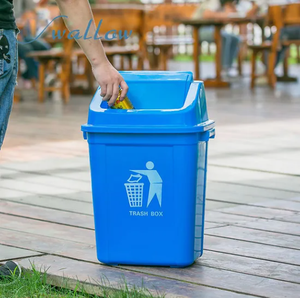 Poubelles commerciales à quatre couleurs avec <span class=keywords><strong>couvercle</strong></span>, bacs à déchets de grande capacité pour restaurants, poubelles à bascule pour la salle à manger domestique - Product Image 1