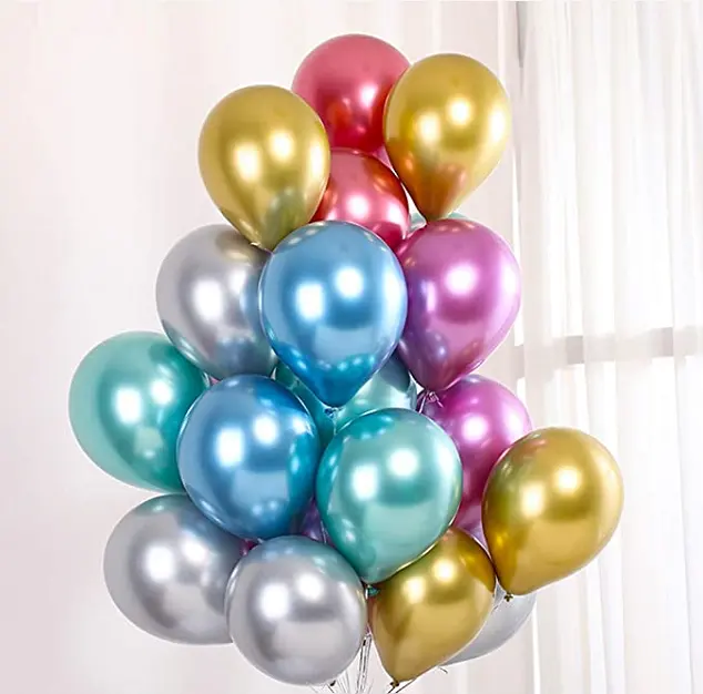 Latex Balloon Wholesale 5 inch 10 Inch 12 Inch 18 Inch Shiny Metal Pearl Balloon Thick Chrome Metal Color Helium Balloon toys