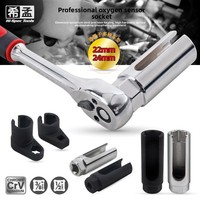 Alat Pelepas Sensor Oksigen Xi Meng Oxygen Sleeve, Baja Krom-Vanadium 22mm 24mm, Perawatan & Perbaikan Mobil