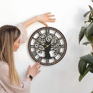 Huatuo 15 Inch Cuộc Sống Cây Kim Loại Màu Đen Rắn Gỗ Khung Không-Tích Điểm Pin Hoạt Động Im Lặng Đồng Hồ Treo Tường Cho Phòng Khách Nhà Bếp - Product Image 5