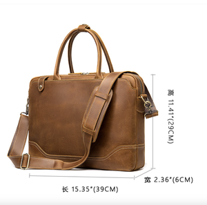 Maletín de Cuero Genuino Crazy Horse de Andong para Hombre, Maletín de Cuero de Grano Completo Multifuncional para Hombre, Bolsos de Hombro para Portátil de 14 Pulgadas - Product Image 3