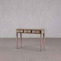 Table console classique de luxe en bois massif vieilli, fabriquée à la main, avec 3 tiroirs, pour salon ou hôtel