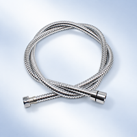 Tuyau de douche moderne en acier inoxydable, durable, argenté brillant, double verrouillage anti-torsion, flexible G1/2, pour salle de bain, SRT SD4-06, garantie 1 an