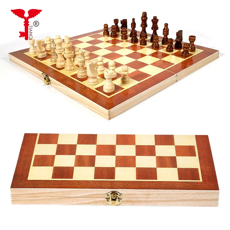 Ajedrez internacional de madera plegable, juego divertido, Colección Chessmen, juegos de mesa portátil
