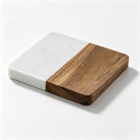 Ensemble de sous-verres en bois d'acacia marbré, ronds et carrés, résistants à la chaleur, avec support de rangement en option, pour la maison ou comme cadeau