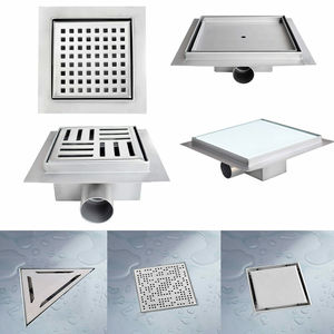 Sifone a pavimento quadrato a doppia griglia in acciaio inossidabile anti scarafaggi e anti odore per bagno BJ-SQFS - Product Image 5