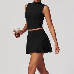 Descuento A-Line Yoga Falda Mujer apretada cintura alta antideslizante transpirable estiramiento Falda corta entrenamiento tenis desgaste para niñas - Product Image 5