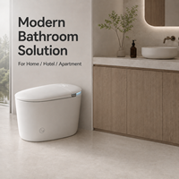 WC intelligent carré avec réservoir intégré, chasse automatique, siège chauffant, capteur de pied, drainage en S, sans limite de pression d'eau