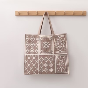 2025 thời trang cô gái phong cách dệt kim Túi xách công suất lớn Poly mô hình hình học mua sắm Tote Túi - Product Image 4