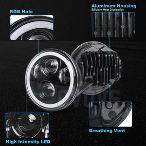 Faro Delantero <span class=keywords><strong>LED</strong></span> OVOVS <span class=keywords><strong>de</strong></span> 5.75 Pulgadas con Halo RGB Blanco, Luz Alta y Baja para Harley Sportster Dyna - Product Image 6