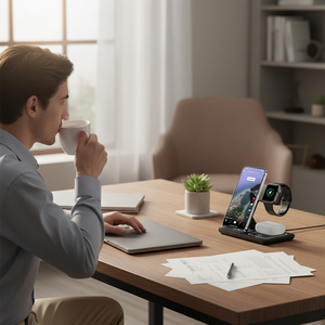 Cargador Inalámbrico <span class=keywords><strong>3</strong></span> en 1, Estación de Carga Inalámbrica Plegable para Teléfono, Auriculares y Relojes con Luz Nocturna - Product Image 6