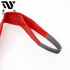 Sangle de levage en PE <span class=keywords><strong>5t</strong></span> résistante à l'usure, rouge, à œillets plats, certifiée CE pour les applications de levage sur les chantiers de construction et en entrepôt - Product Image 4