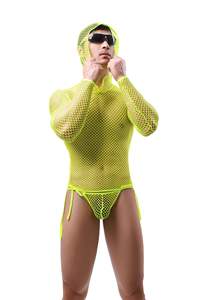 ชุดชั้นในตาข่ายซีทรูแขนยาวแบบมีฮู้ดสำหรับผู้ชาย ยี่ห้อ <span class=keywords><strong>King</strong></span> Mcgreen Star Men เหมาะสำหรับใส่ไปไนต์คลับ งานปาร์ตี้ หรือเป็นเสื้อซับใน - Product Image 3