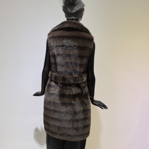 Gilet <span class=keywords><strong>in</strong></span> Finta Pelliccia di <span class=keywords><strong>Visone</strong></span> da Donna con Cintura, Elegante Cappotto Invernale Senza Maniche - Product Image 2